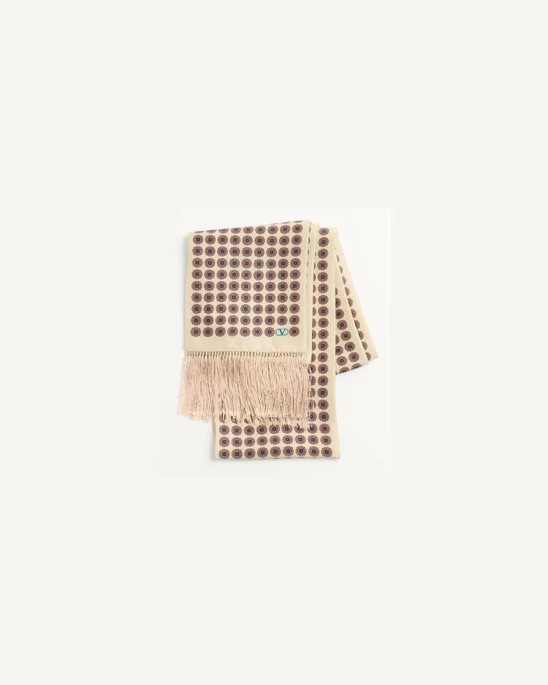 Valentino Garavani Chamber Bandeau Schal Aus Seide Mit Fransen Mann CREME Creme
