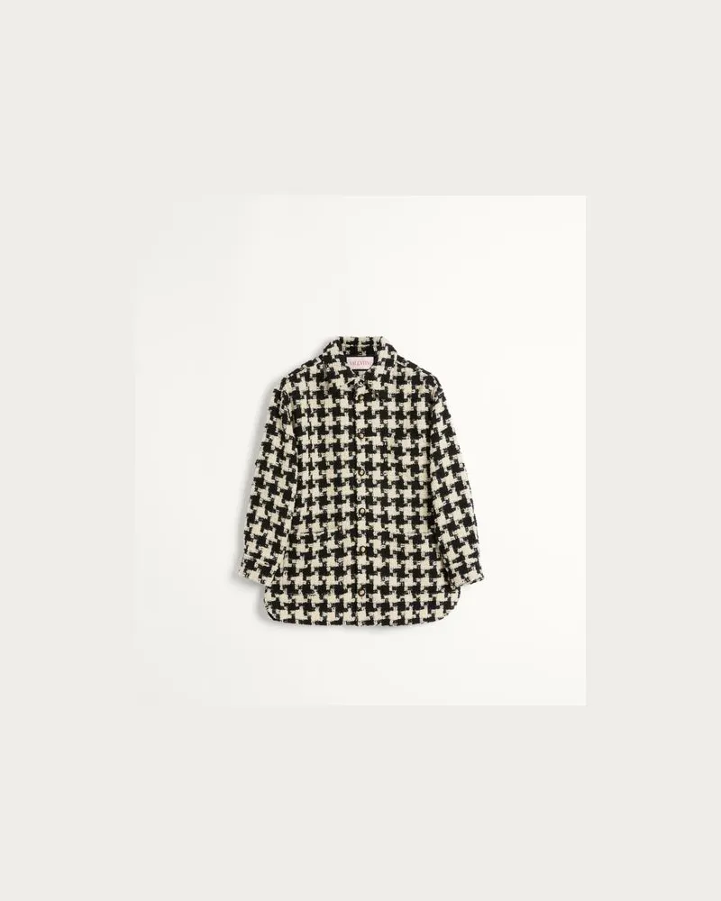 Valentino Garavani Hemdjacke Aus Wolle Mit Pied De Coq Muster Mann ELFENBEIN/SCHWARZ Elfenbein