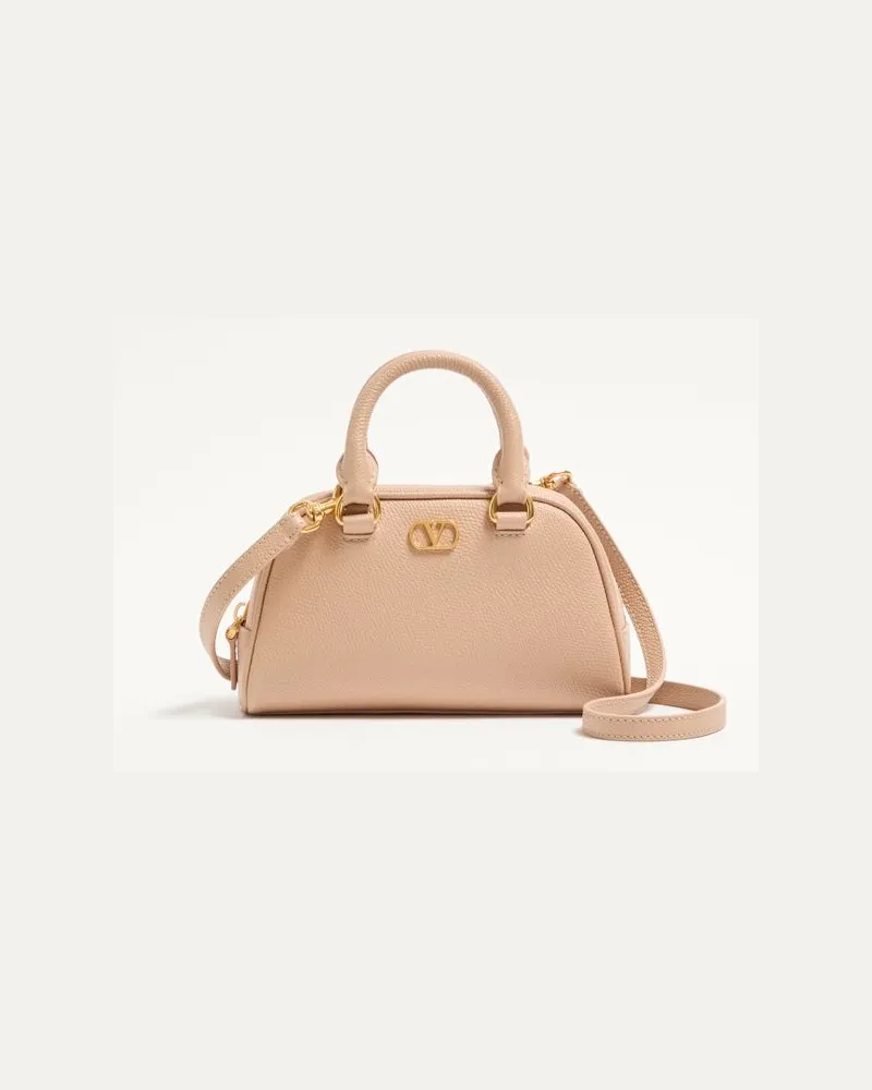 Valentino Garavani VLogo Signature Mini-Bowlingtasche Aus Genarbtem Kalbsleder Frau ROSE SAND Rose