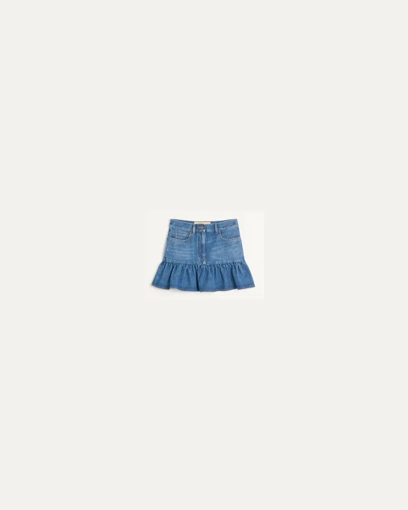 Valentino Garavani Minirock Aus Denim Frau BLAU Blau
