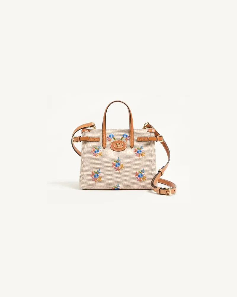Valentino Garavani Kleine Valentino Garavani Antibes Canvas-Einkaufstasche mit Stickerei Frau NATUR Natur