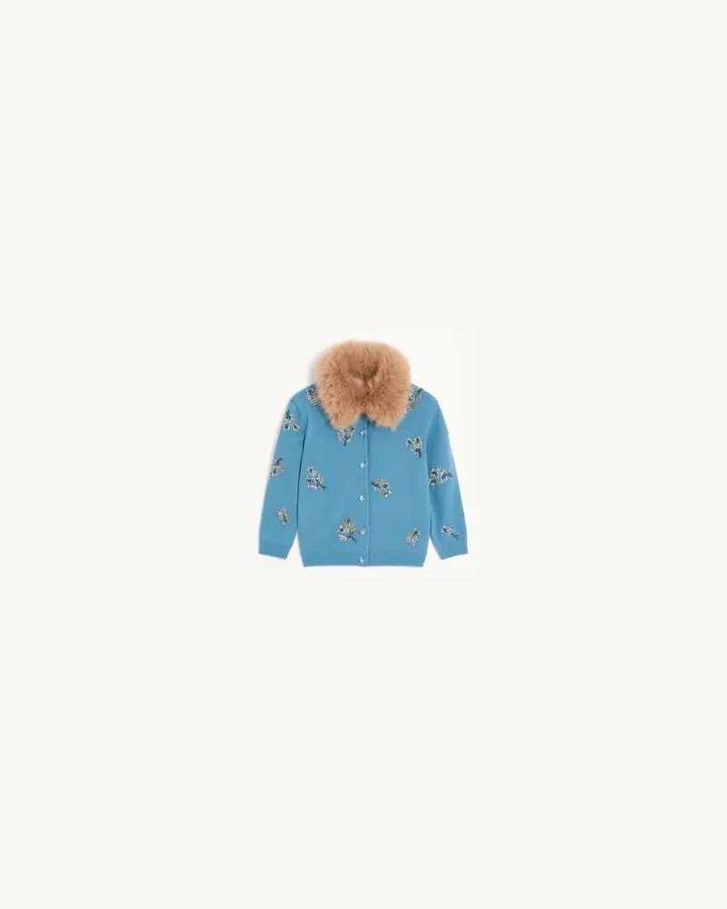 Valentino Garavani Gestickter Cardigan Frau CELESTIAL BLUE Celestial