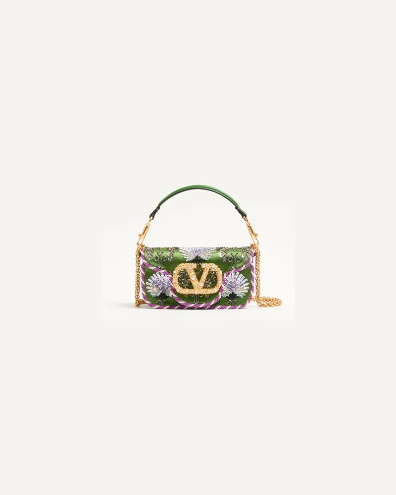 Valentino Garavani Valentino Garavani Locò Kleine Schultertasche Aus Satin Mit Blumenstickerei Und Vlogo Signature-Schmuckelement Frau MULTICOLOR Multicolor