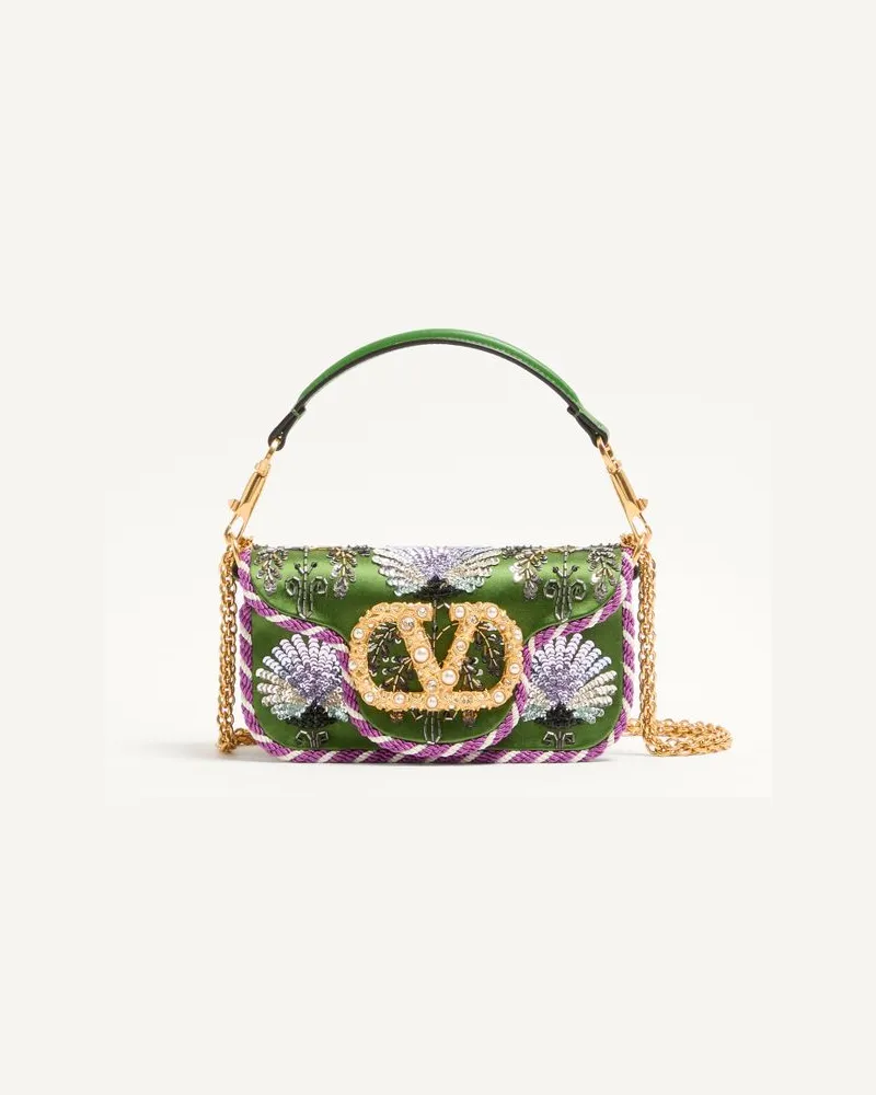Valentino Garavani Valentino Garavani Locò Kleine Schultertasche Aus Satin Mit Blumenstickerei Und Vlogo Signature-Schmuckelement Frau MULTICOLOR Multicolor