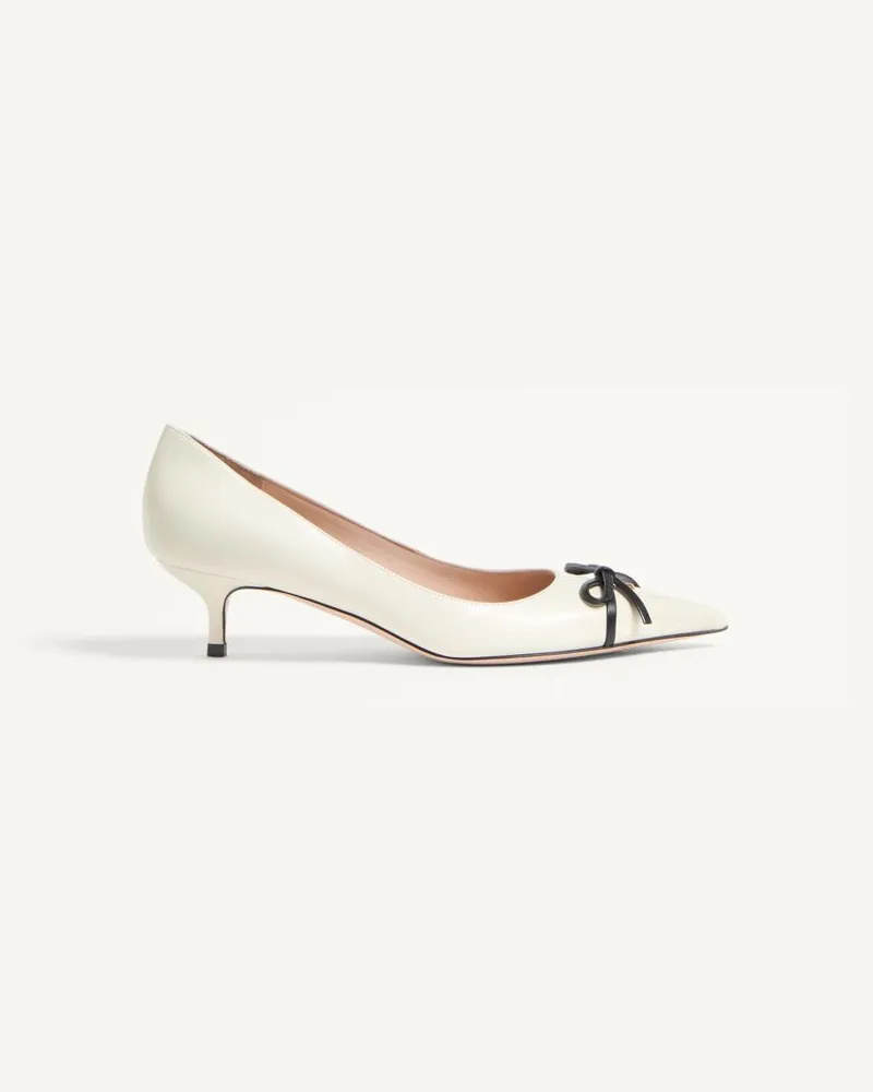 Valentino Garavani Bepointy Pumps Aus Lackleder Und Ziegenleder 45 Mm Frau ELFENBEIN/SCHWARZ Elfenbein