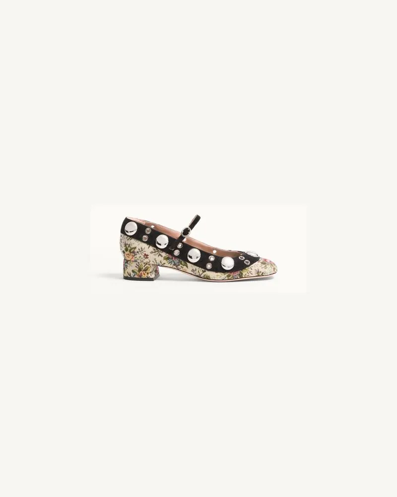 Valentino Garavani Escarpins Mary-Jane Nellcôte En Tissu Jacquard Papier Floral, Talon : 30 Mm Frau MULTICOLOR Multicolor