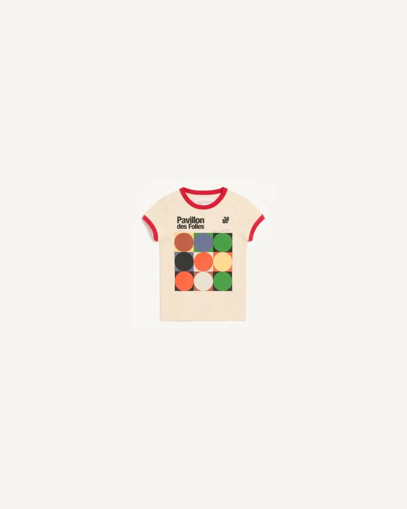 Valentino Garavani Bedrucktes T-Shirt Aus Baumwolljersey Frau BIRKE/ROT Birke