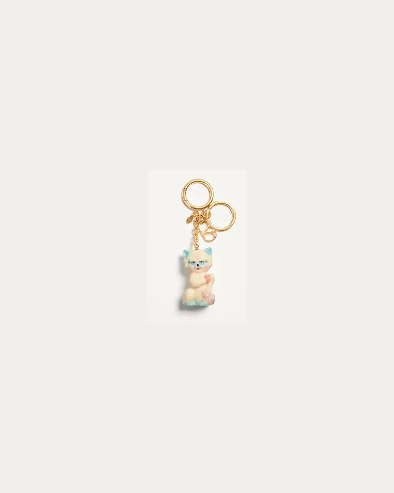 Valentino Garavani Valentino Garavani Le Chat De La Maison Taschenanhänger Aus Nylon Mit Schlüsselring Frau ANTIQUE BRASS/MULTICOLOR Antique