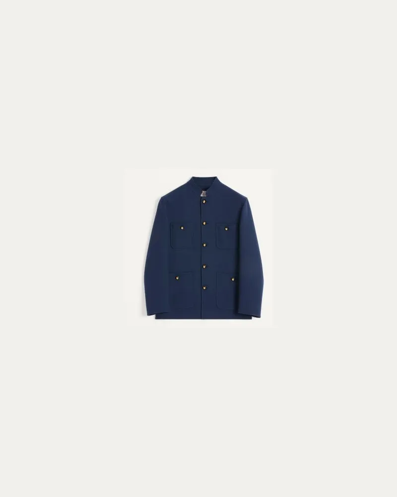 Valentino Garavani Jacke Aus Doppelter Wolle Mit Stehkragen Mann INDIGO Indigo
