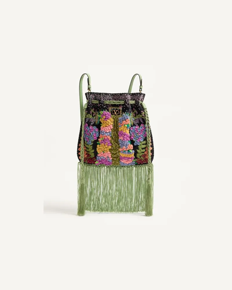 Valentino Garavani Valentino Garavani Nellcôte Alice Schultertasche Mit Stickerei Und Fransen Frau SCHWARZ/MEHRFARBIG Schwarz