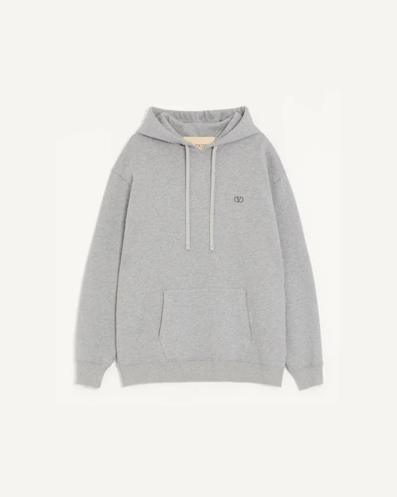 Valentino Garavani Valentino Baumwoll-Hoodie Mit VLogo-Stickerei Mann GRAU Grau