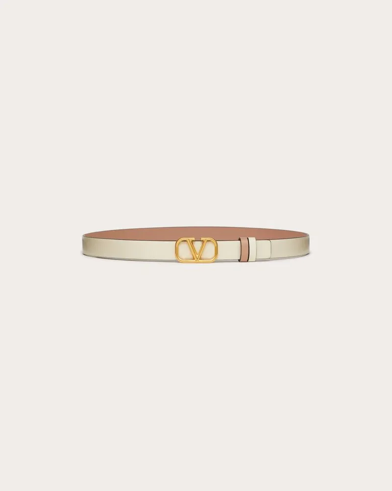 Valentino Garavani Wendegürtel Vlogo Signature Aus Glänzendem Kalbsleder 20 Mm Frau ROSE CANNELLE Rose