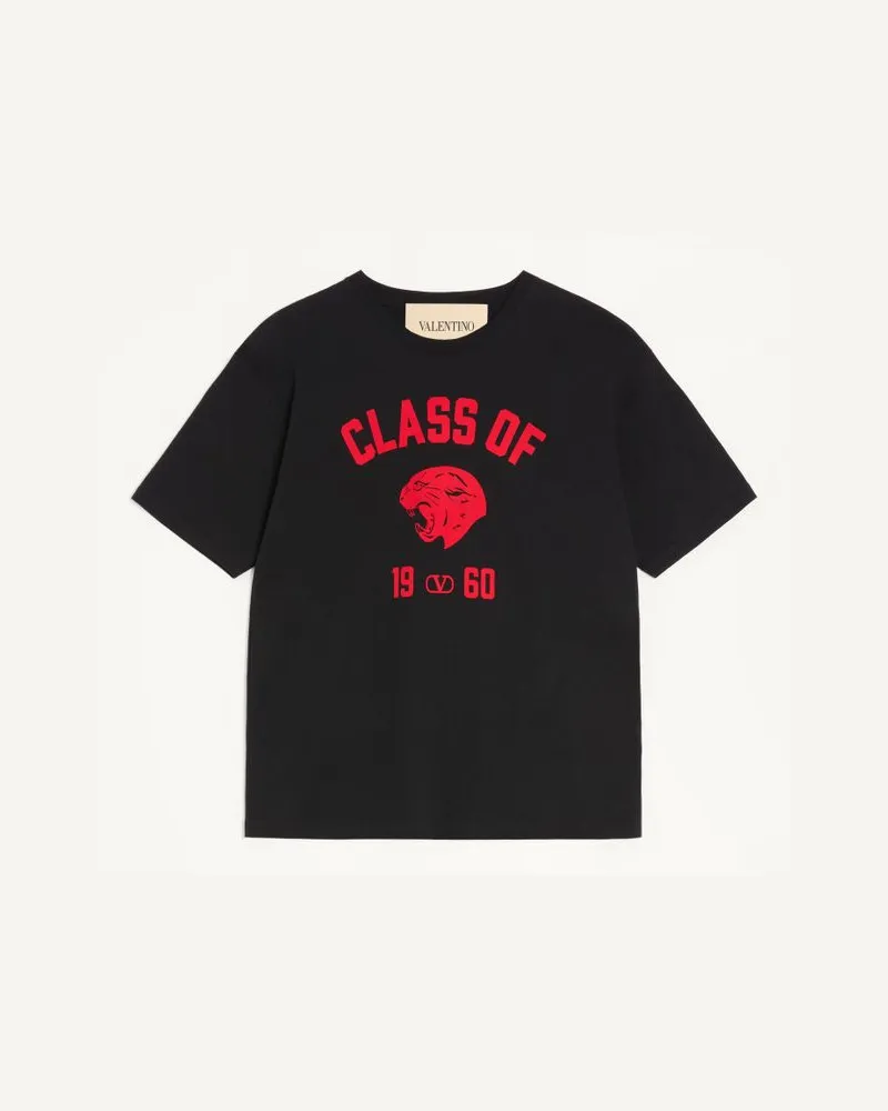 Valentino Garavani Valentino T-Shirt Aus Baumwolle Mit Panther-Print Mann SCHWARZ/ ROT Schwarz