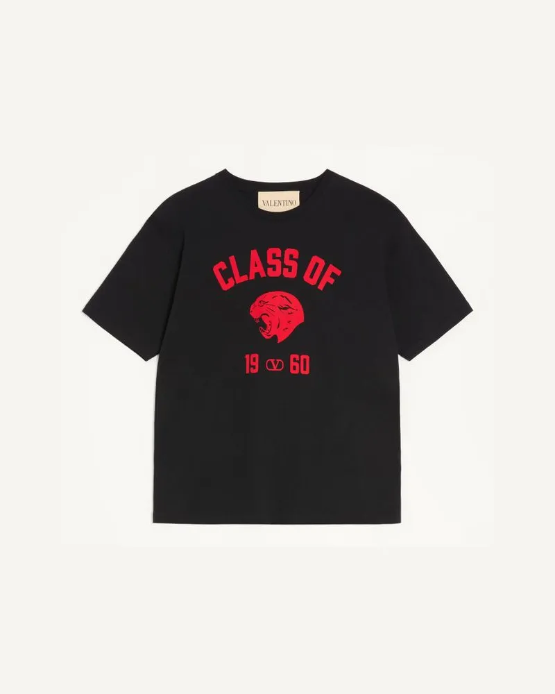 Valentino Garavani Valentino T-Shirt aus Baumwolle mit Panther-Print Mann SCHWARZ/ ROT Schwarz