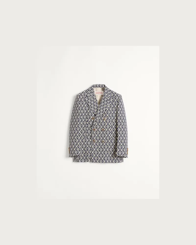 Valentino Garavani Zweireihige Wolljacke Mit Toute La V Jacquardmuster Mann NACHT/CREME Nacht