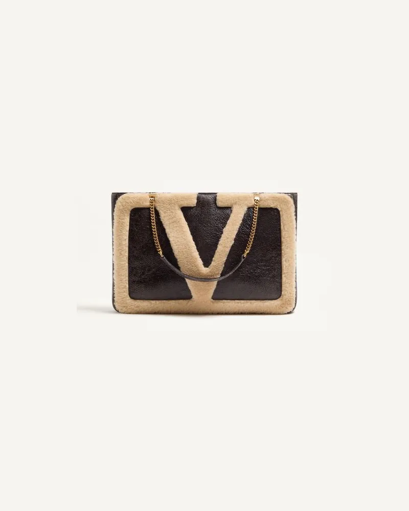 Valentino Garavani Valentino Garavani Viva Superstar Mittelgroßer Shopper aus Lammfell Frau BRAUN/BEIGE Braun