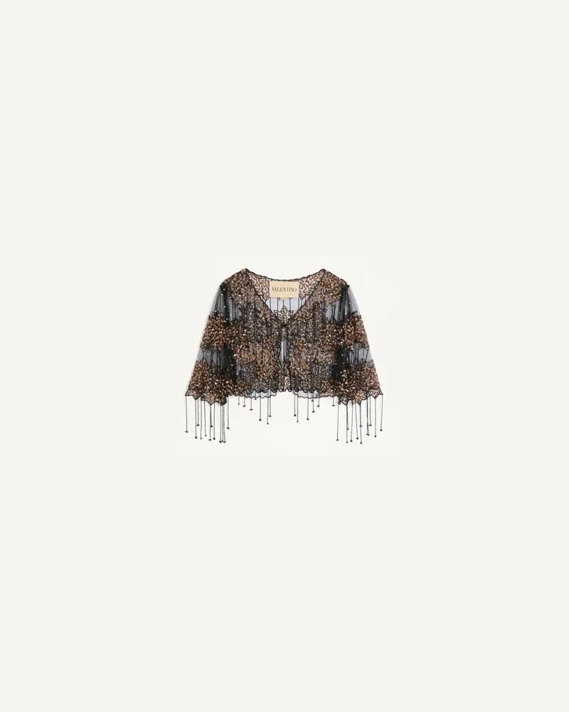 Valentino Garavani Jacke Mit Point D'Espirit-Stickerei Frau SCHWARZ/ELFENBEIN Schwarz