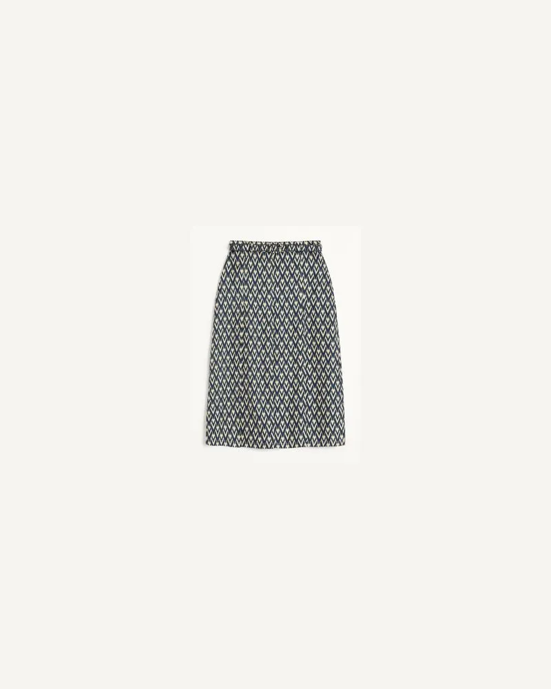 Valentino Garavani Plissierter Rock Aus Twill Toute La V Frau NACHT/CREME Nacht