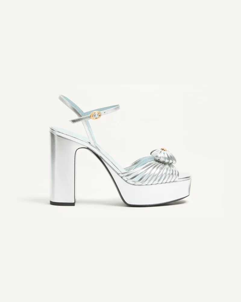Valentino Garavani Coeur Royal Plateausandalen Aus Beschichtetem Nappaleder 115 Mm Frau SILBER Silber