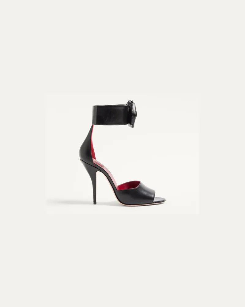 Valentino Garavani Drip Rose Sandalen aus Ziegenleder mit Kristallen, 105 mm Frau SCHWARZ Schwarz