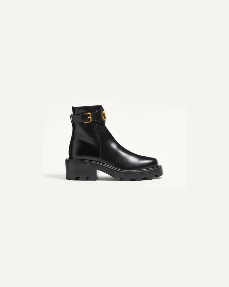 Valentino Garavani Vlogo Signature Stiefelette Aus Kalbsleder, 55 Mm Frau SCHWARZ Schwarz