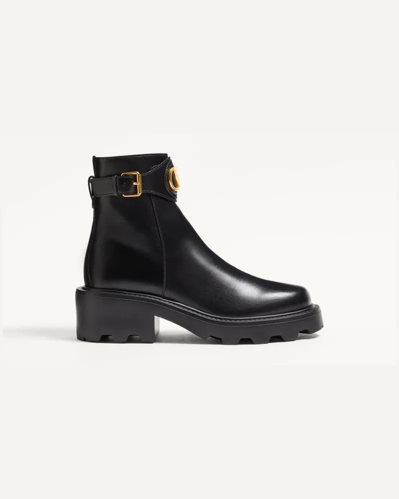 Valentino Garavani VLogo Signature Stiefelette Aus Kalbsleder, 55 Mm Frau SCHWARZ Schwarz