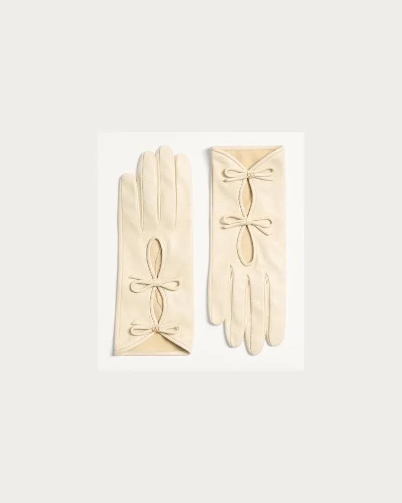 Valentino Garavani Vlogo Signature Handschuhe Aus Nappaleder Mit Schleifen Frau BUTTER Butter