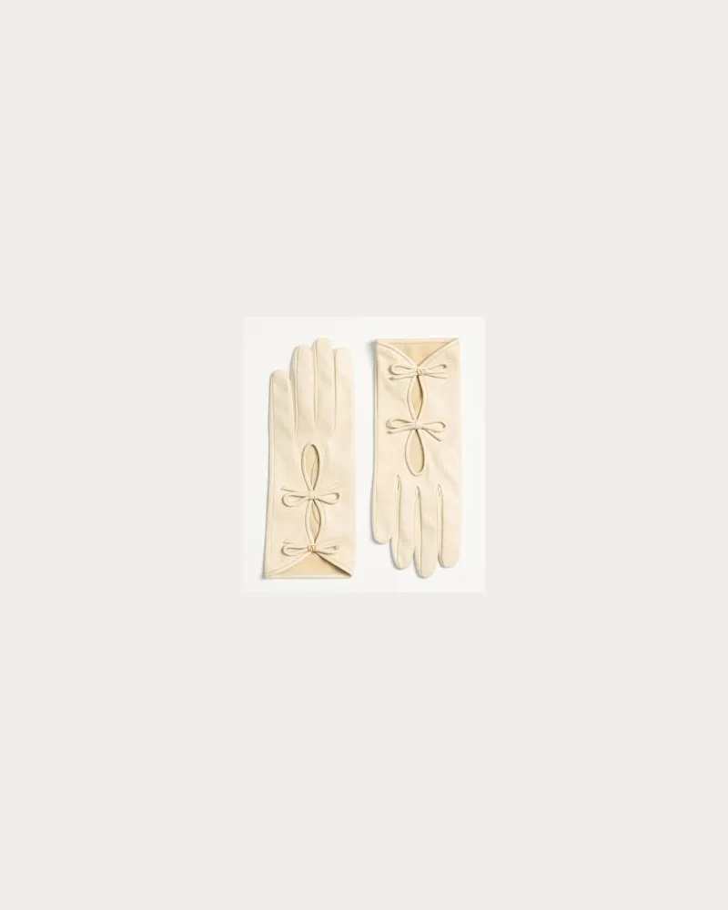 Valentino Garavani VLogo Signature Nappa-Lederhandschuhe mit Schleifen Frau BUTTER Butter