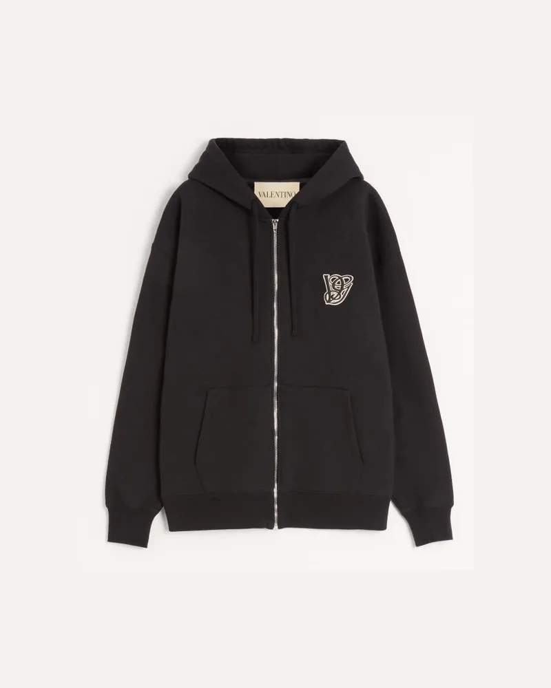 Valentino Garavani Kapuzensweatshirt Aus Baumwolle Mit Vg-Patch Mann SCHWARZ Schwarz