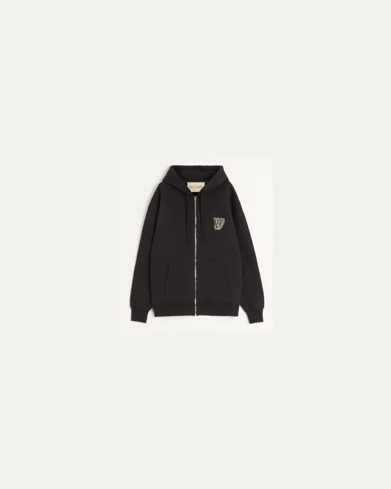 Valentino Garavani Kapuzensweatshirt Aus Baumwolle Mit Vg-Patch Mann SCHWARZ Schwarz