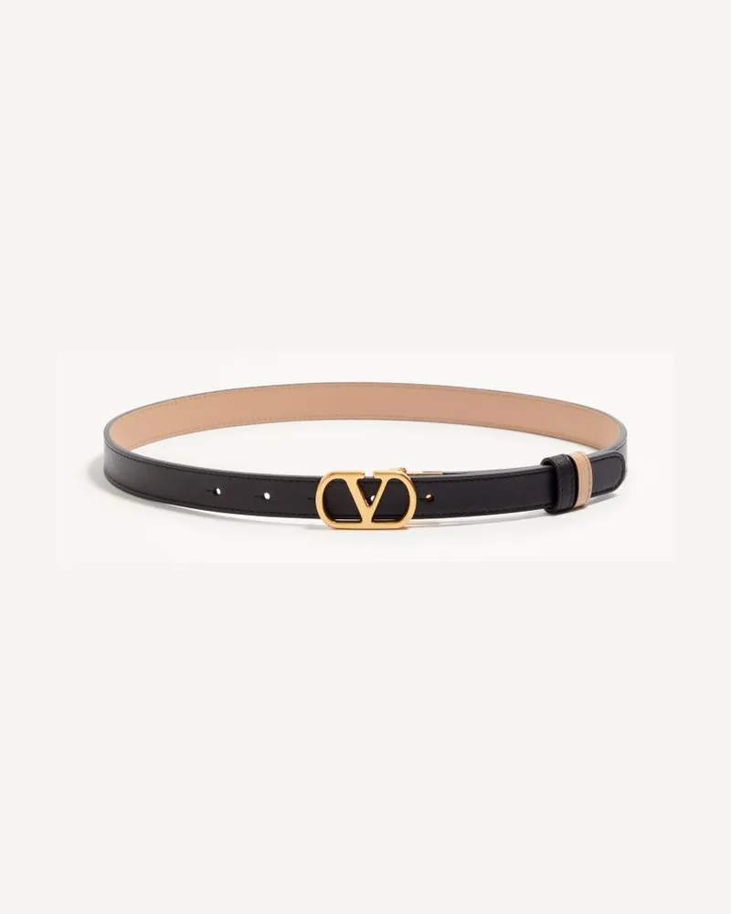 Valentino Garavani VLogo Signature Wendegürtel Aus Glänzendem Kalbsleder, 20 Mm Frau SCHWARZ/ROSA Schwarz