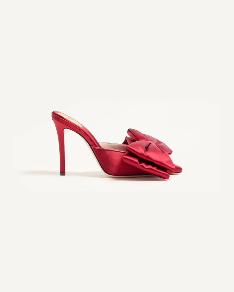Valentino Garavani Yolande Mules aus Satin, 105 mm Frau ROT Rot