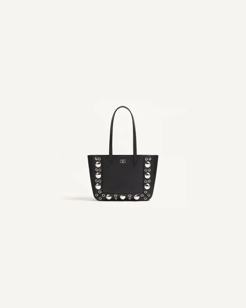 Valentino Garavani Valentino Garavani Nellcôte Mini-Shopper Aus Genarbtem Kalbsleder Frau SCHWARZ Schwarz