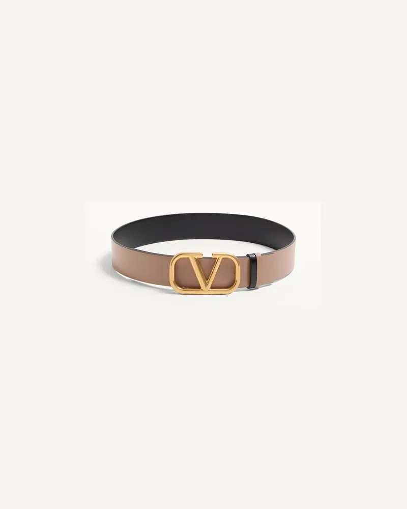 Valentino Garavani Wendegürtel Vlogo Signature Aus Glänzendem Kalbsleder, 40 Mm Frau SMOKEY BROWN/SCHWARZ Smokey