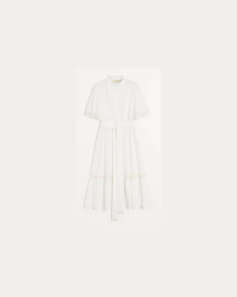 Valentino Garavani Midikleid Aus Baumwollmusselin Frau ELFENBEIN Elfenbein