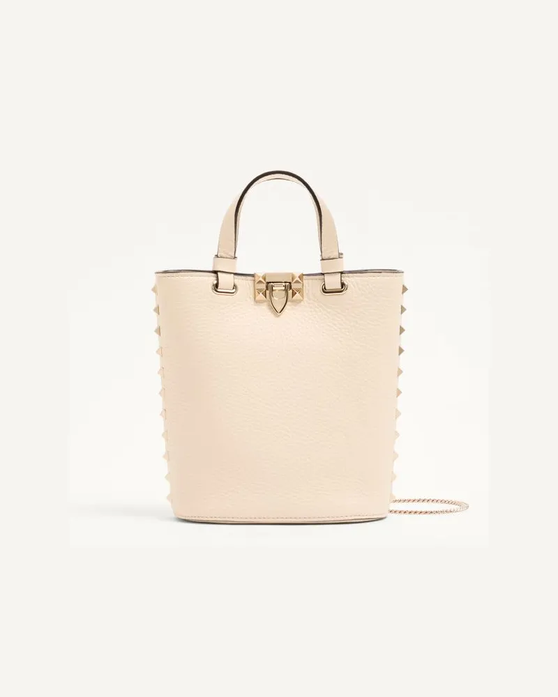 Valentino Garavani Valentino Garavani Rockstud Mini-Tasche aus genarbtem Kalbsleder Frau ELFENBEIN Elfenbein