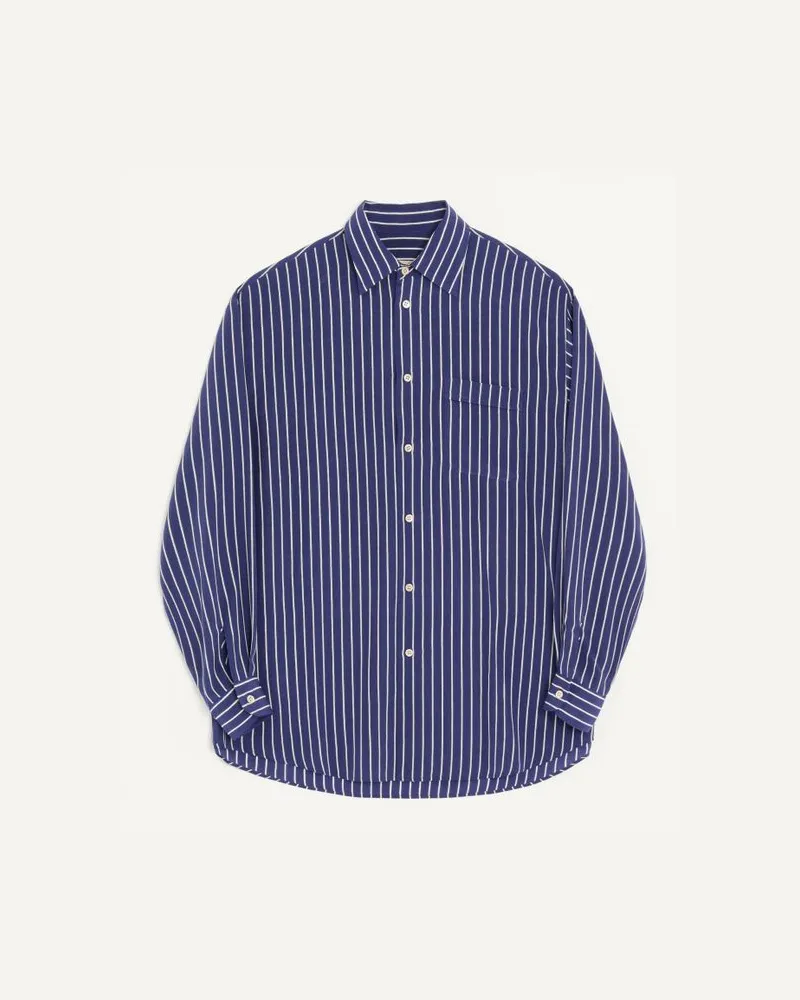 Valentino Garavani Valentino Seidenhemd aus Crepe de Chine mit durchgehendem Hypestripe-Print Mann INDIGO/ELFENBEIN Indigo