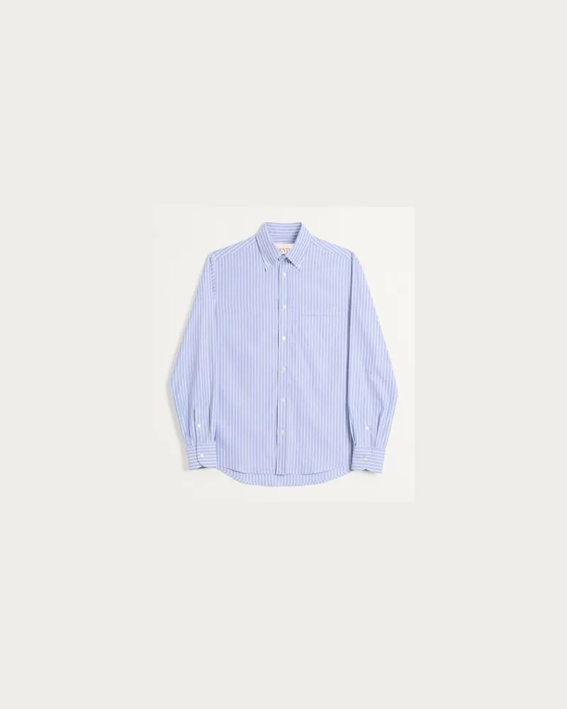 Valentino Garavani Baumwollhemd Mit Vlogo-Stickerei Mann WEIß/HIMMELBLAU Weiß