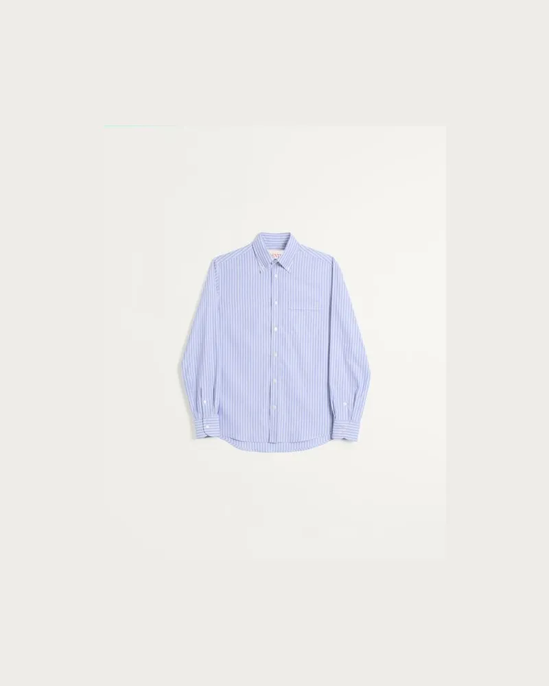 Valentino Garavani Baumwollhemd Mit Vlogo-Stickerei Mann WEIß/HIMMELBLAU Weiß