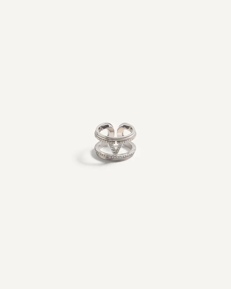 Valentino Garavani Ovalette-Ring Aus Metall Mit Swarovski®-Kristallen Frau RHODIUM Rhodium