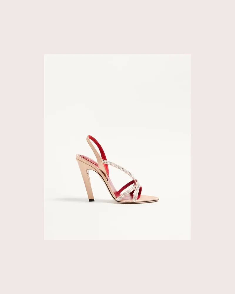 Valentino Garavani Dans Le Foyer Sandalen aus Satin mit Kristallen, 105 mm Frau NUDE Nude