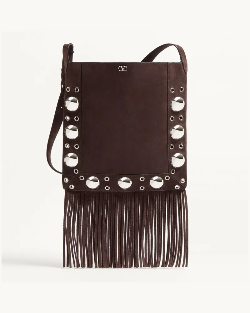 Valentino Garavani Valentino Garavani Nellcôte Schultertasche Aus Wildleder Mit Fransen Frau BRAUN Braun