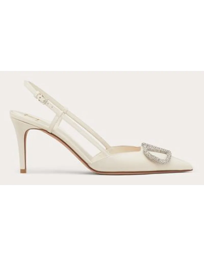 Valentino Garavani VLOGO SIGNATURE SLINGPUMPS AUS KALBSLEDER, 80 MM Frau LIGHT IVORY/CRYSTAL Light