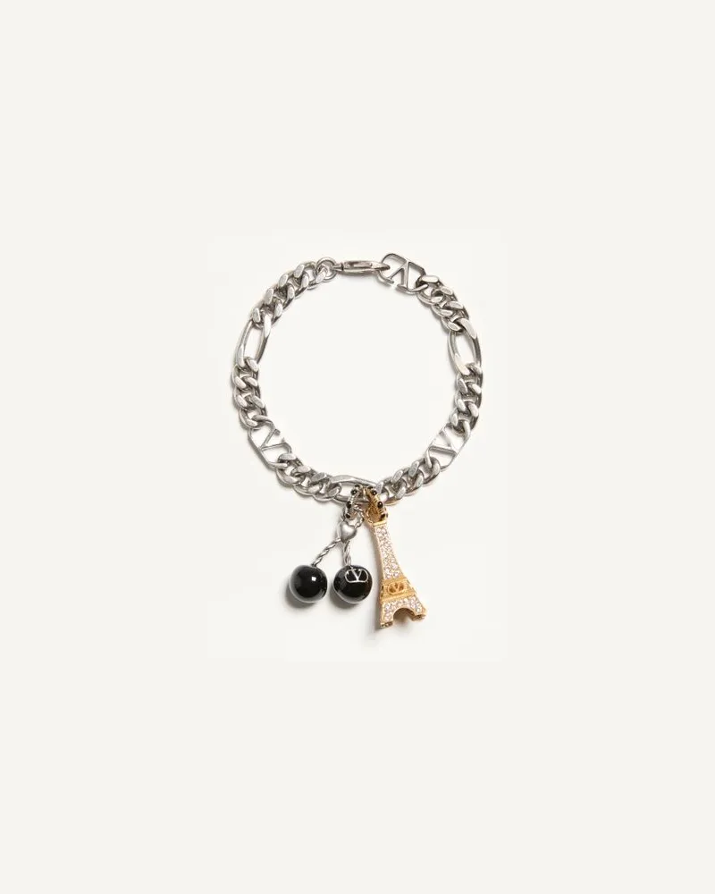 Valentino Garavani Chez Valentino Armband Aus Metall, Emaille Und Swarovski-Kristallen Mann PALLADIUM Palladium