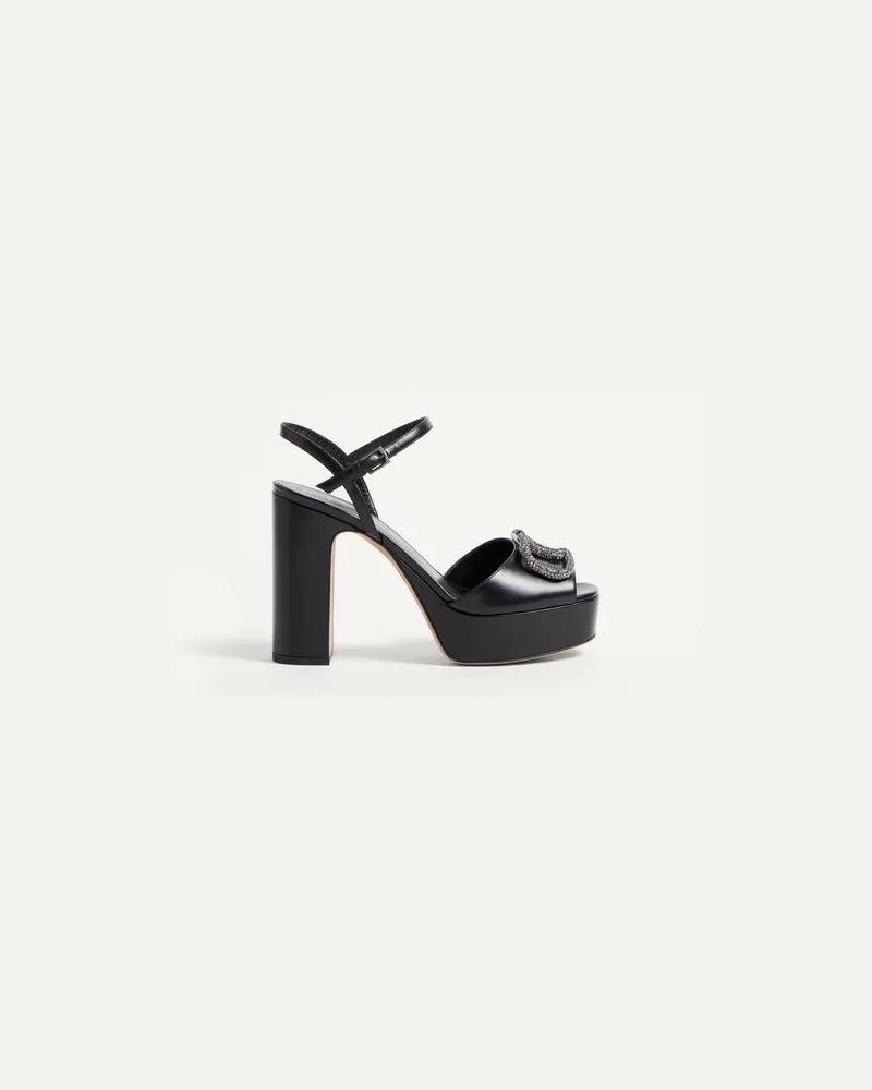 Valentino Garavani Sandalen Aus Kalbsleder Mit Vlogo Signature-Plateau, 115 Mm Frau SCHWARZ Schwarz