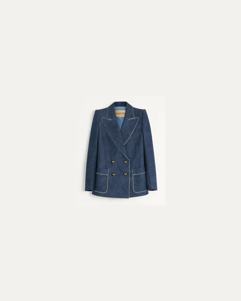 Valentino Garavani Jacke Aus Chambray Denim Frau BLAU Blau