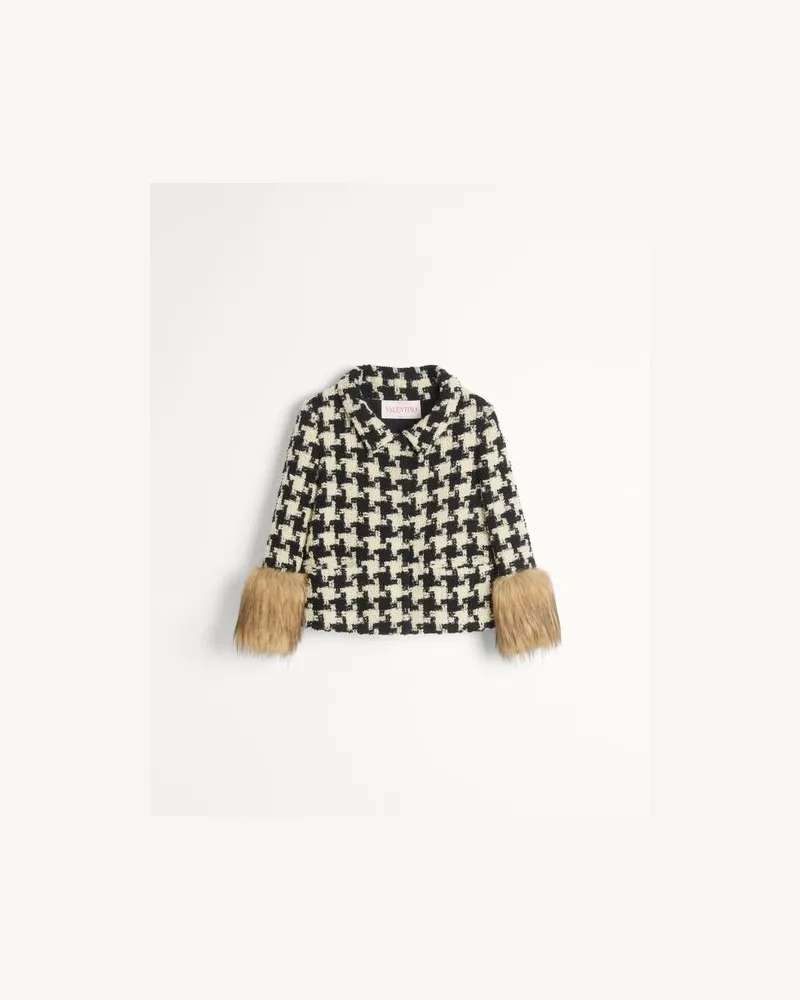 Valentino Garavani Macro Pied De Poule Jacke Aus Tweed Frau ELFENBEIN/SCHWARZ Elfenbein