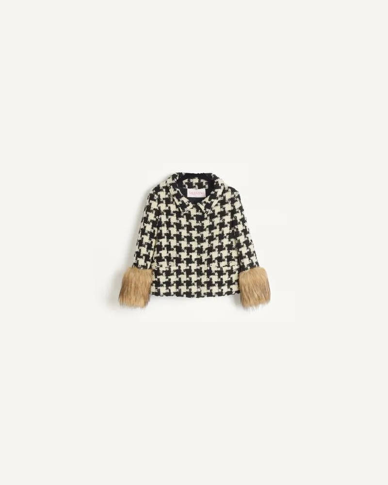 Valentino Garavani Macro Pied De Poule Jacke Aus Tweed Frau ELFENBEIN/SCHWARZ Elfenbein