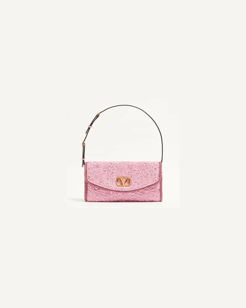 Valentino Garavani Valentino Garavani DeVain, Kleine Schultertasche Aus Cloqué-Jacquard-Stoff. Frau ROSA Rosa