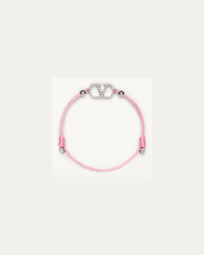 Valentino Garavani Vlogo Signature Valentino Garavani Baumwollarmband Frau ROSA/CRYSTAL Rosa
